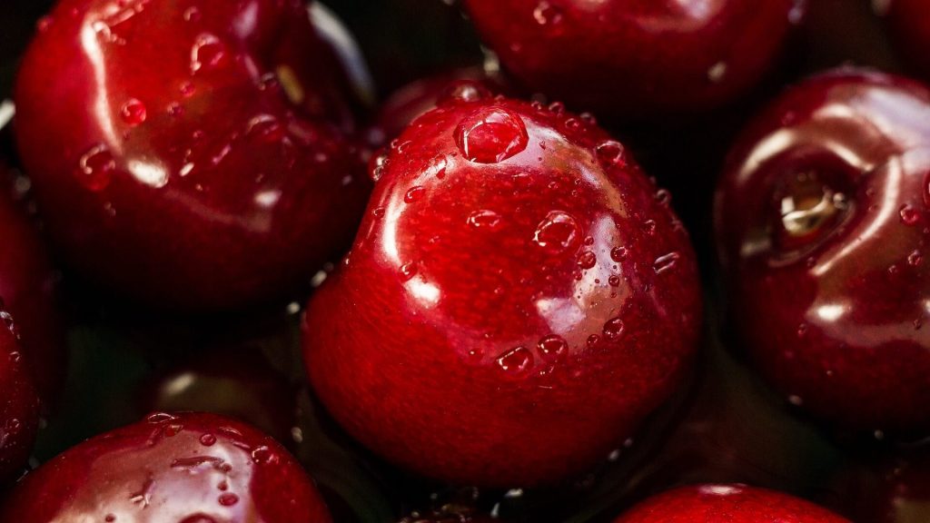 A close-up of fresh cherries.